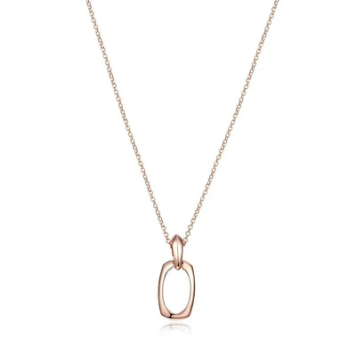 ELLE Rose Gold Plated Sterling Silver Square Oval Pendant Necklace