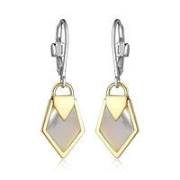 ELLE Two-Tone 18K Gold Plated Sterling Silver & Genuine Mother of Pearl Lock Earrings