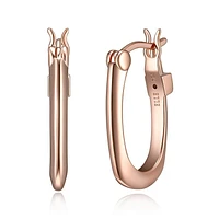 Boucles d'oreilles ELLE « Square Oval Hoop » en argent sterling et or rose poli