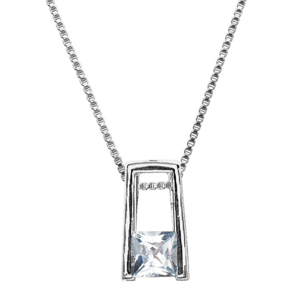 Collier à pendentif ELLE en argent sterling et oxyde de zirconium cubique taille princesse