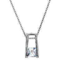 ELLE Sterling Silver & Cubic Zirconia Princess Cut Pendant Necklace