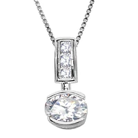 ELLE Sterling Silver & Cubic Zirconia Oval Drop Pendant Necklace