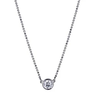 Reign Sterling Silver & Cubic Zirconia  Round Bezel Solitaire Bead Necklace