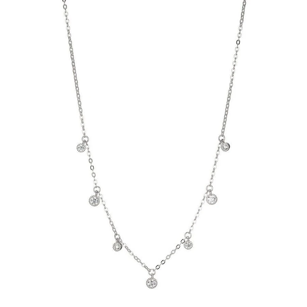 Reign Sterling Silver & Cubic Zirconia Round Milgrain Droplet Necklace