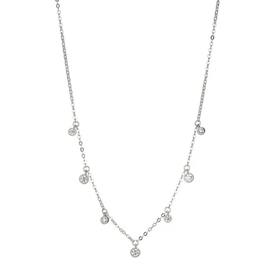 Collier « Reign » avec gouttelettes millegrains rondes en argent sterling et zircone cubique