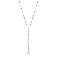 Reign Sterling Silver & Cubic Zirconia Round Milgrain Lariat Necklace