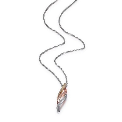 ELLE Sterling Silver & Cubic Zirconia 3-Tone 18K Gold Plated Pendant Necklace