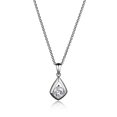 ELLE Sterling Silver & Cubic Zirconia  Cushion Pendant Necklace