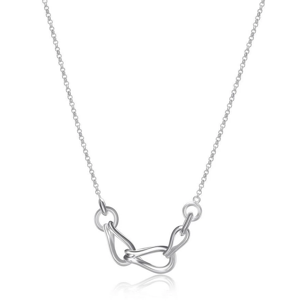 ELLE Sterling Silver Interlocking Link Rolo Necklace