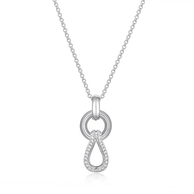 ELLE Sterling Silver & Cubic Zirconia Interlocking Link Drop Pendant Necklace