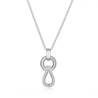 ELLE Sterling Silver & Cubic Zirconia Interlocking Link Drop Pendant Necklace