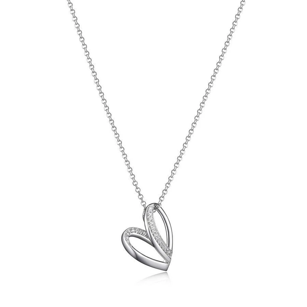 ELLE Sterling Silver & Cubic Zirconia Overlap Heart Pendant Necklace