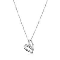 ELLE Sterling Silver & Cubic Zirconia Overlap Heart Pendant Necklace