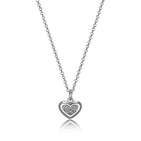 Collier à pendentif ELLE « Heart » en argent sterling et oxyde de zirconium cubique serti en pavé