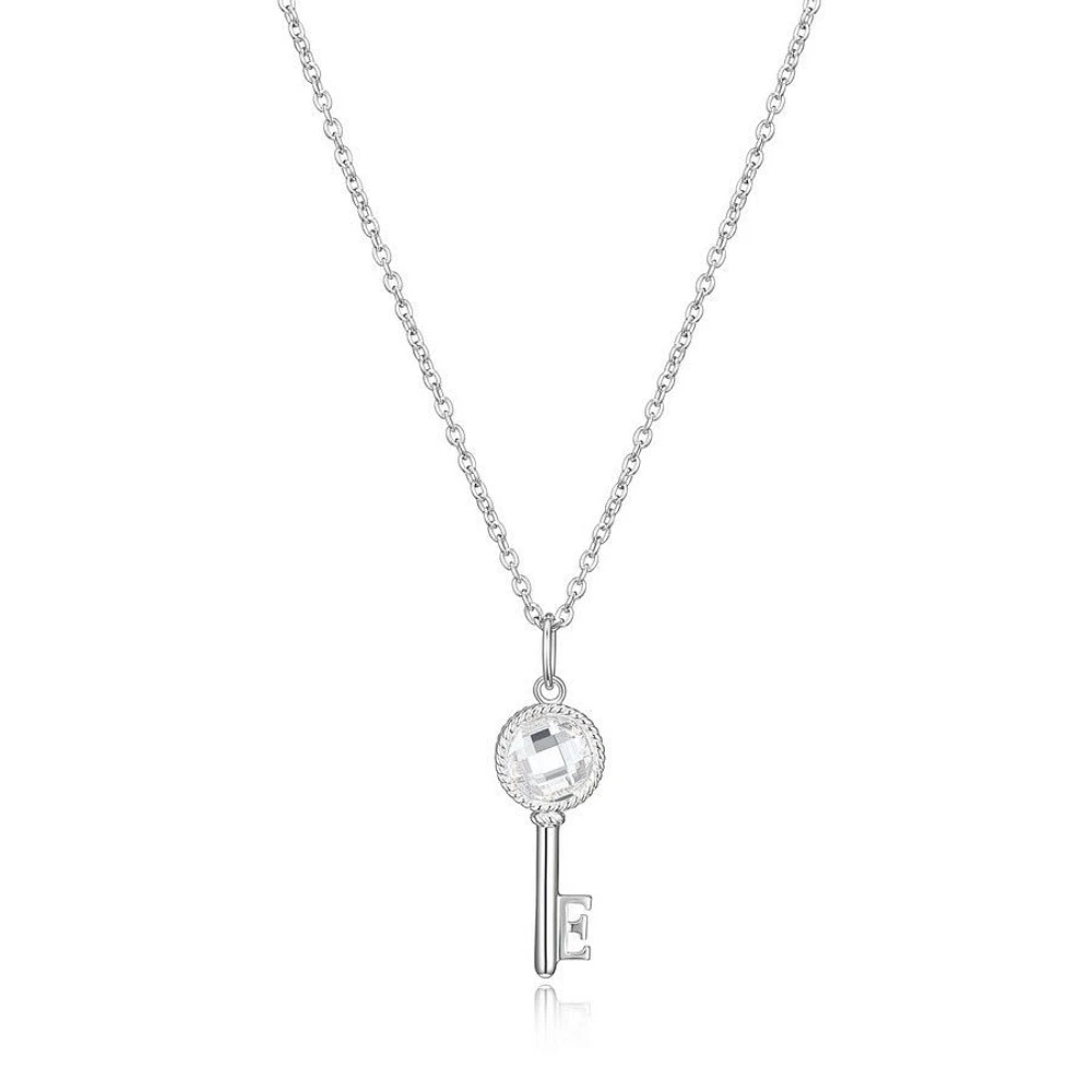 ELLE Sterling Silver & Cubic Zirconia Key Pendant Necklace