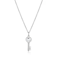 ELLE Sterling Silver & Cubic Zirconia Key Pendant Necklace