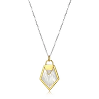 ELLE Two-Tone 18K Gold Plated Sterling Silver & Genuine Mother of Pearl Lock Pendant Necklace