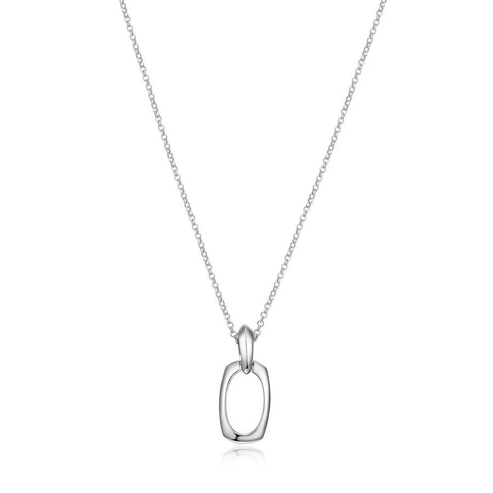 ELLE Sterling Silver Square Oval Pendant Necklace