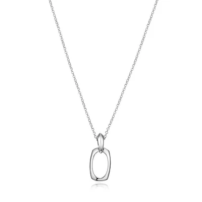 ELLE Sterling Silver Square Oval Pendant Necklace