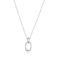 ELLE Sterling Silver Square Oval Pendant Necklace