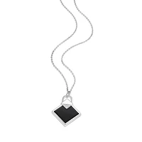 Collier à pendentif ELLE en argent sterling, oxyde de zirconium cubique et agate noire véritable