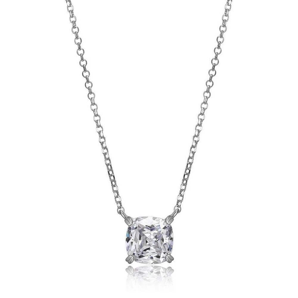 ELLE Sterling Silver & Cubic Zirconia Cushion Solitaire Pendant Necklace