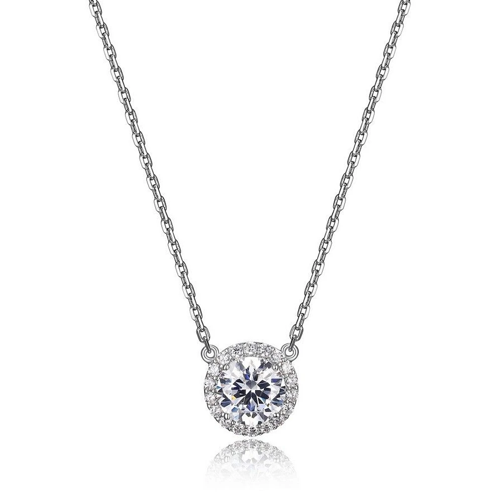 Reign Sterling Silver & Cubic Zirconia Round Halo Necklace