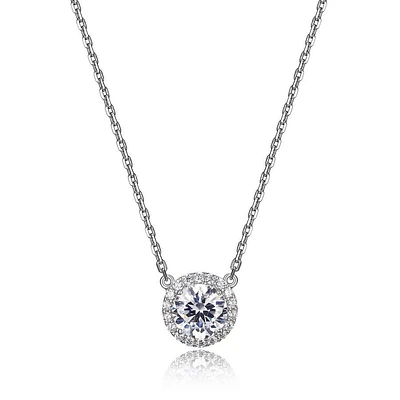 Reign Sterling Silver & Cubic Zirconia Round Halo Necklace