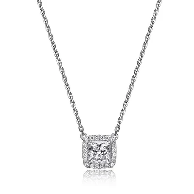 Collier halo carré « Reign » en argent sterling et zircone cubique