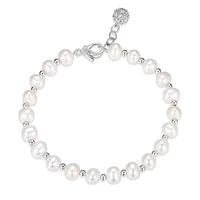 Reign Sterling Silver & Cubic Zirconia  Genuine Pearl Bracelet