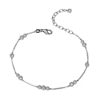 Reign Sterling Silver & Cubic Zirconia  Round Milgrain Station Bracelet