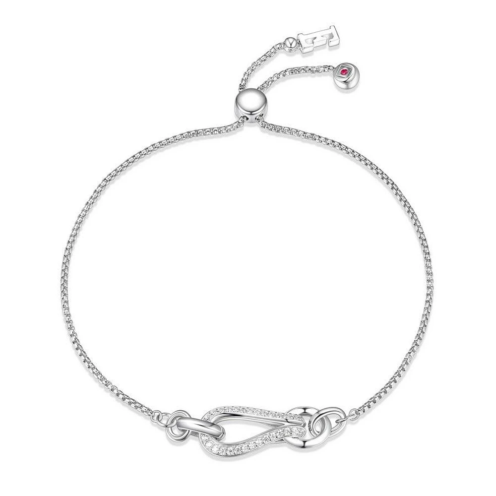 ELLE Sterling Silver & Cubic Zirconia Interlocking Link Bolo Bracelet