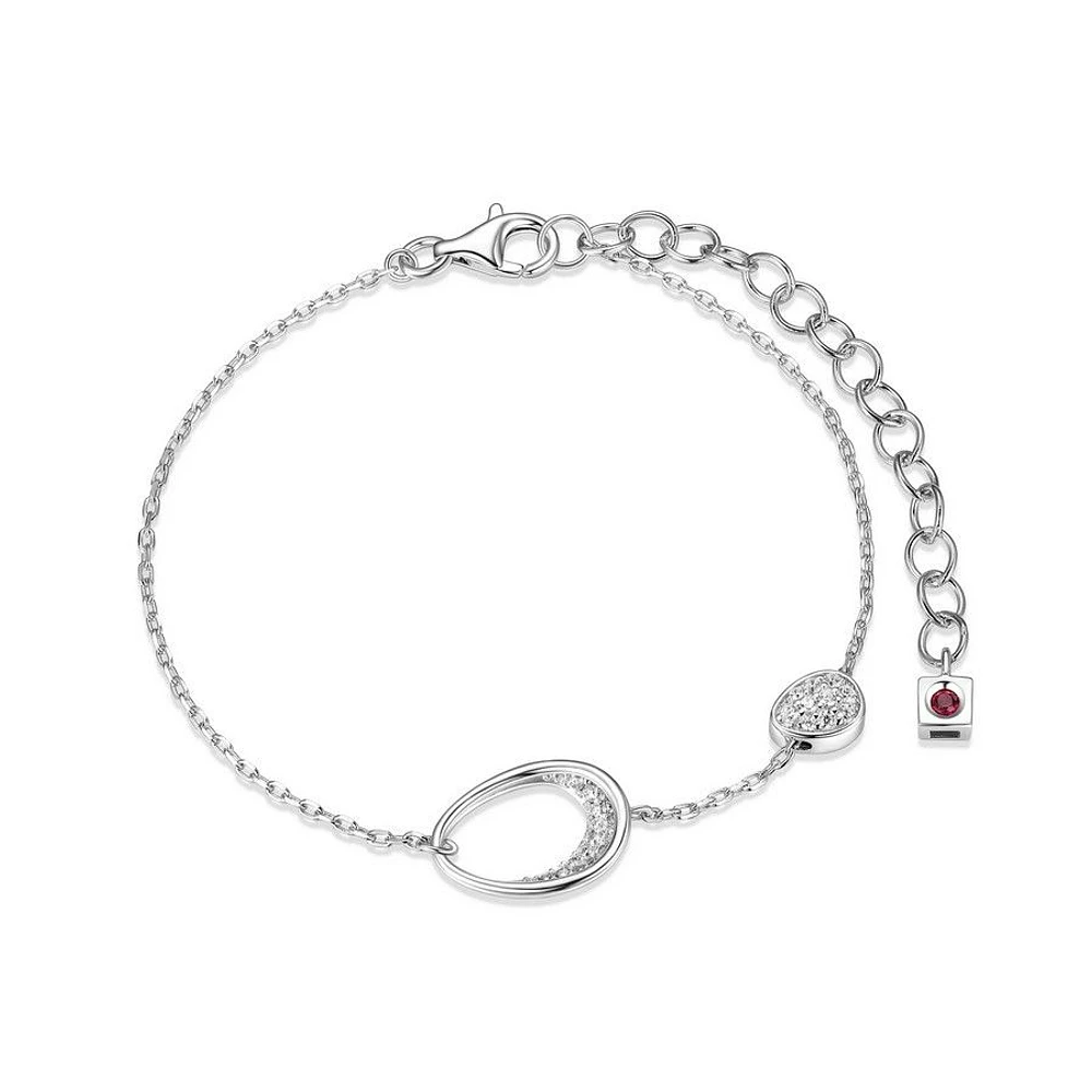 ELLE Sterling Silver & Cubic Zirconia Oval Station Bracelet