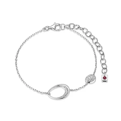 ELLE Sterling Silver & Cubic Zirconia Oval Station Bracelet