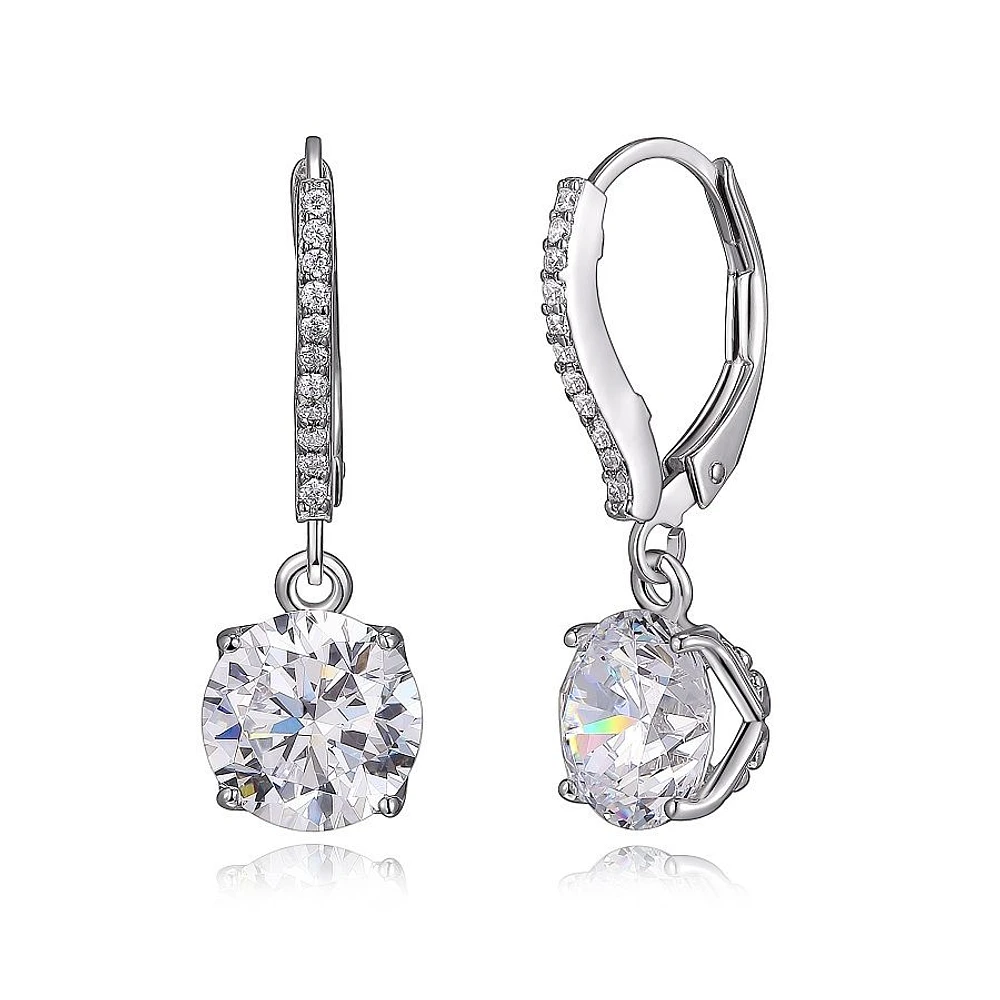 Reign Sterling Silver & Cubic Zirconia  Round Micropave Leverback Earrings