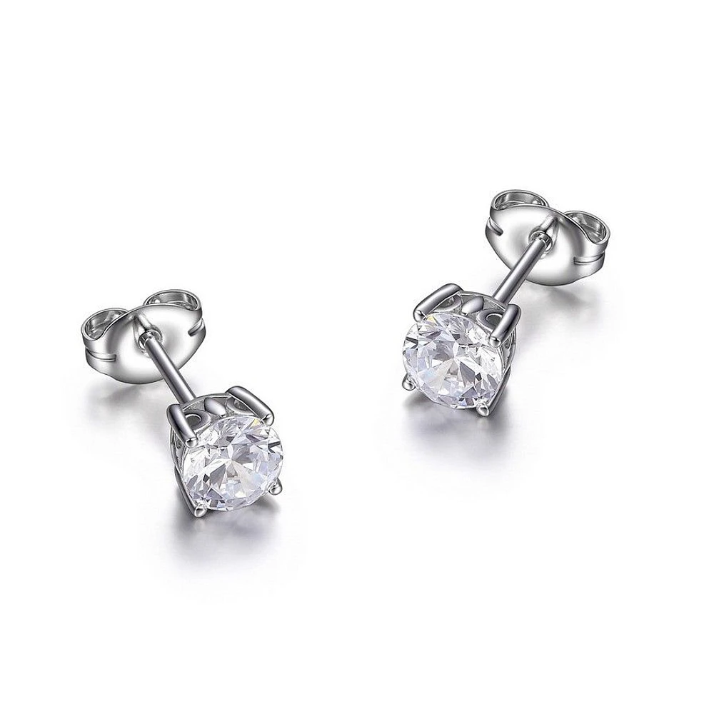 Clous d'oreilles ronds de 5 mm « Reign » en argent sterling et zircone cubique