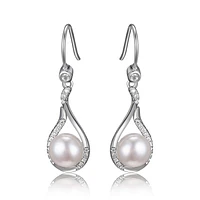 Reign Sterling Silver & Cubic Zirconia  Genuine Pearl Teardrop Earrings