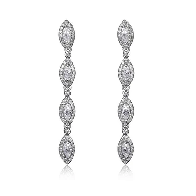 Reign Sterling Silver & Cubic Zirconia Marquise Linear Drop Earrings