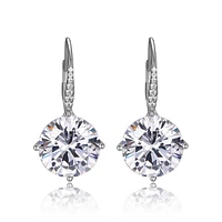 Reign Sterling Silver & Cubic Zirconia  10mm Round Micropave Leverback Earrings
