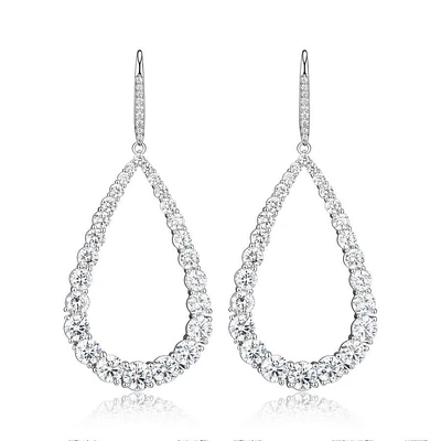 Reign Sterling Silver & Cubic Zirconia Graduated Teardrop Statement Earrings 