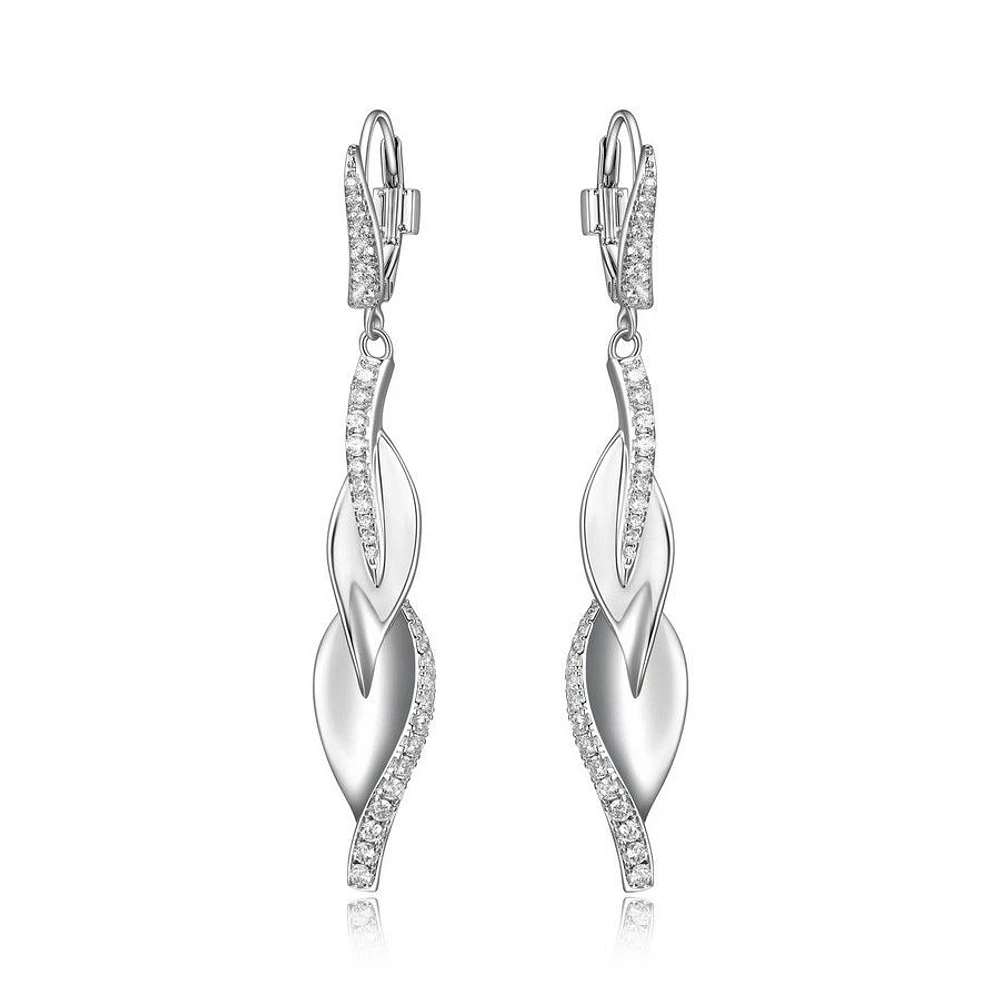 Pendants d'oreilles ELLE « Leaf » en argent sterling et oxyde de zirconium cubique