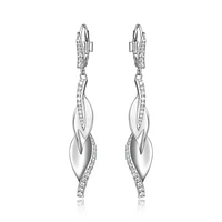 Pendants d'oreilles ELLE « Leaf » en argent sterling et oxyde de zirconium cubique