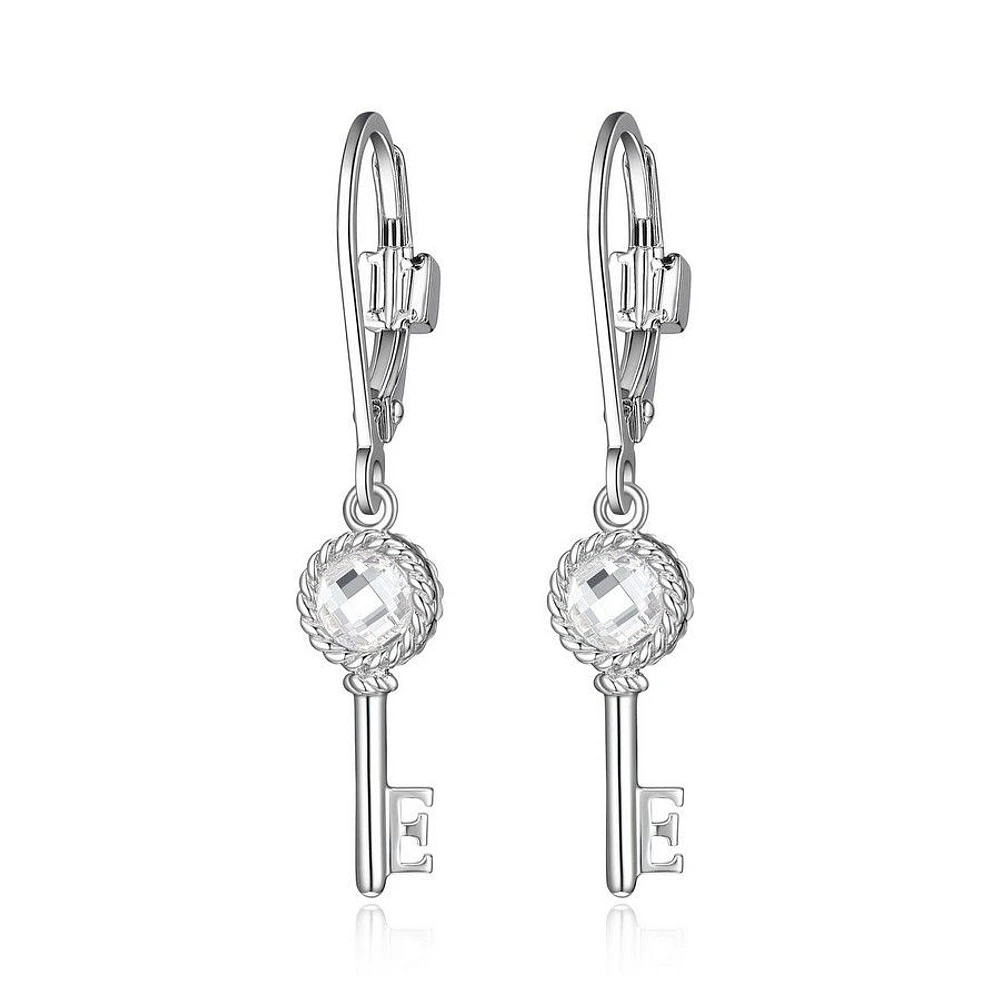 Pendants d'oreilles ELLE « Key » en argent sterling et oxyde de zirconium cubique