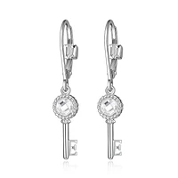 ELLE Sterling Silver & Cubic Zirconia Key Leverback Earrings