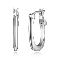 ELLE Sterling Silver Polished Square Oval Hoop Earrings