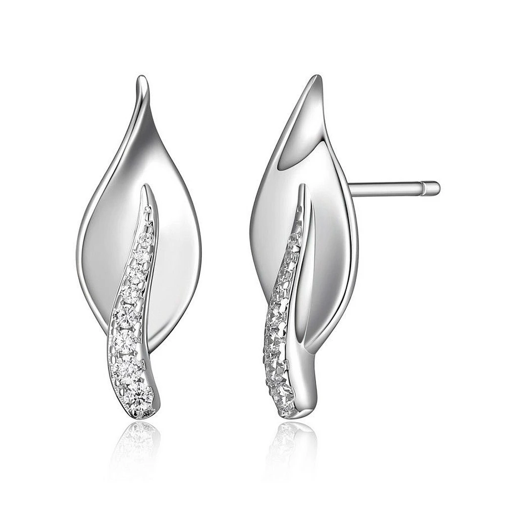 ELLE Sterling Silver & Cubic Zirconia Leaf Stud Earrings