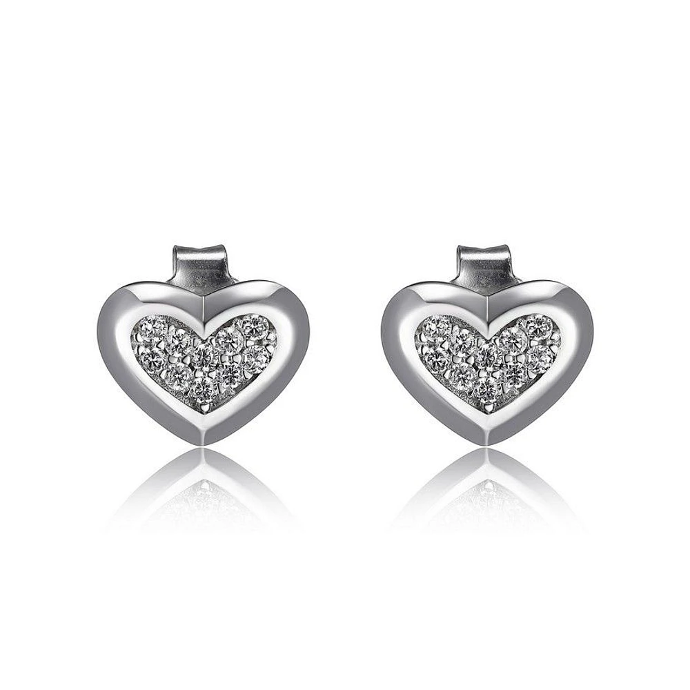 ELLE Sterling Silver & Cubic Zirconia Pave Heart Stud Earrings