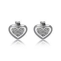 Boucles d'oreilles ELLE « Heart » en argent sterling et oxyde de zirconium cubique serti en pavé