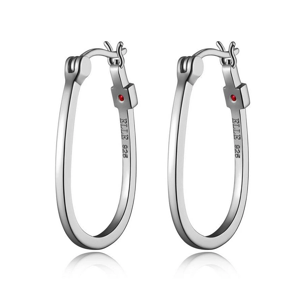 ELLE Sterling Silver Polished Oval Hoop Earrings