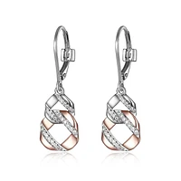 Boucles d'oreilles ELLE en argent sterling plaqué or rose et oxyde de zirconium cubique à 2 tons